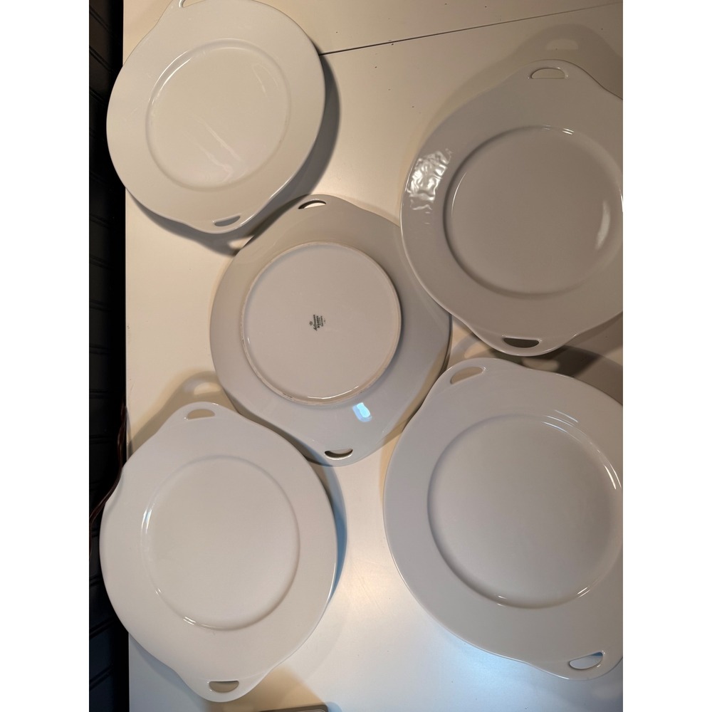Seltmann Weiden Bavaria Germany White Handled Dinner Plates Set of 5 Porcelain